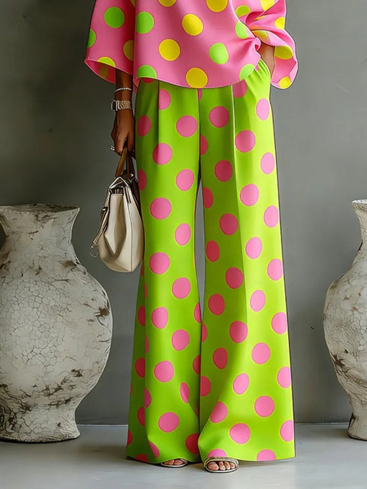 Camila | Off-Shoulder Asymmetrical Top with Wide Satin Pants