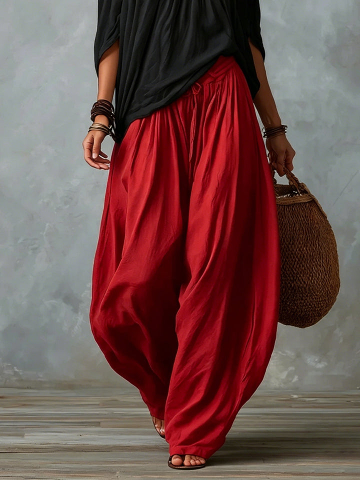Marisol Off-the-Shoulder Crop Top & Lantern Pants Set – Rayon Blend