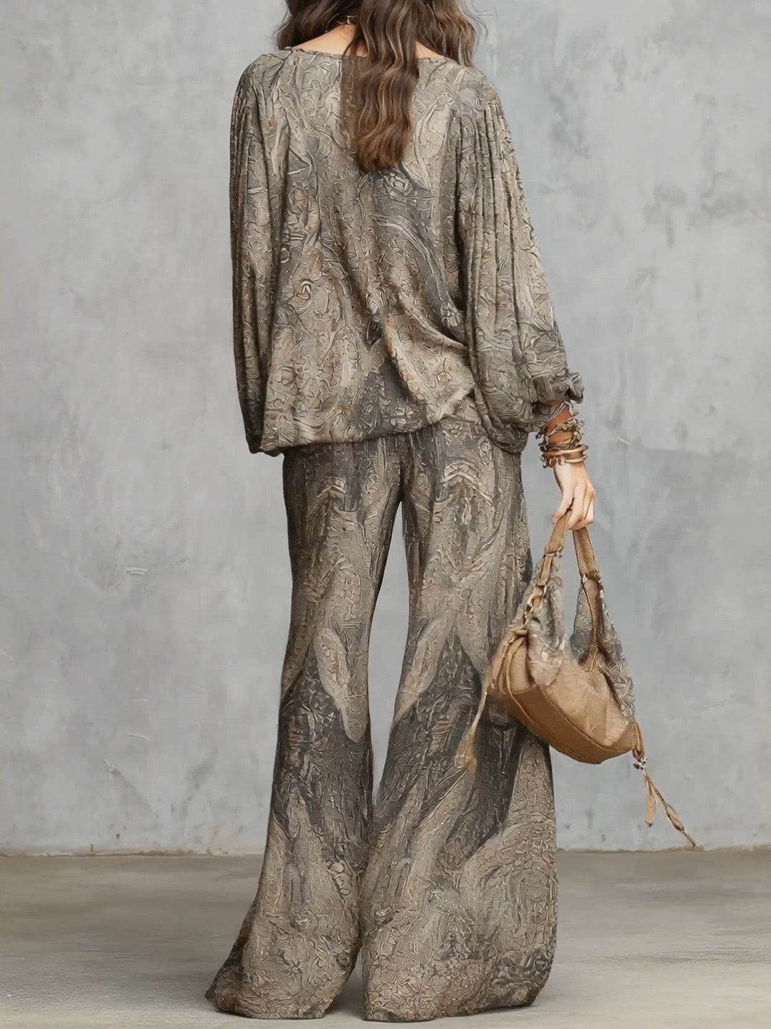 Camila: Lantern Sleeve Top & Wide-Leg Pants Set