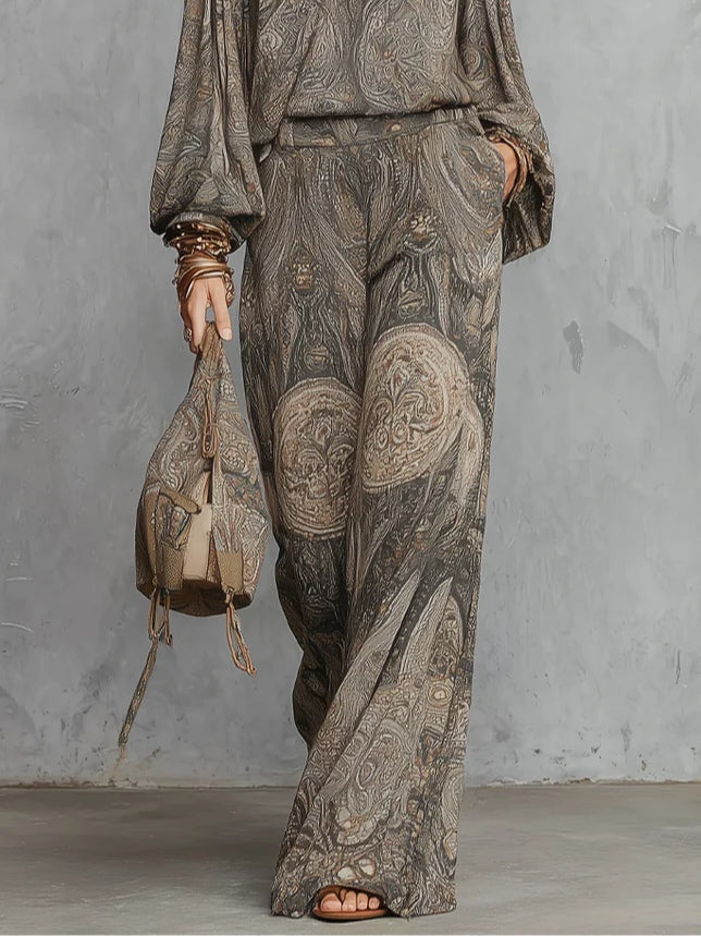 Camila: Lantern Sleeve Top & Wide-Leg Pants Set