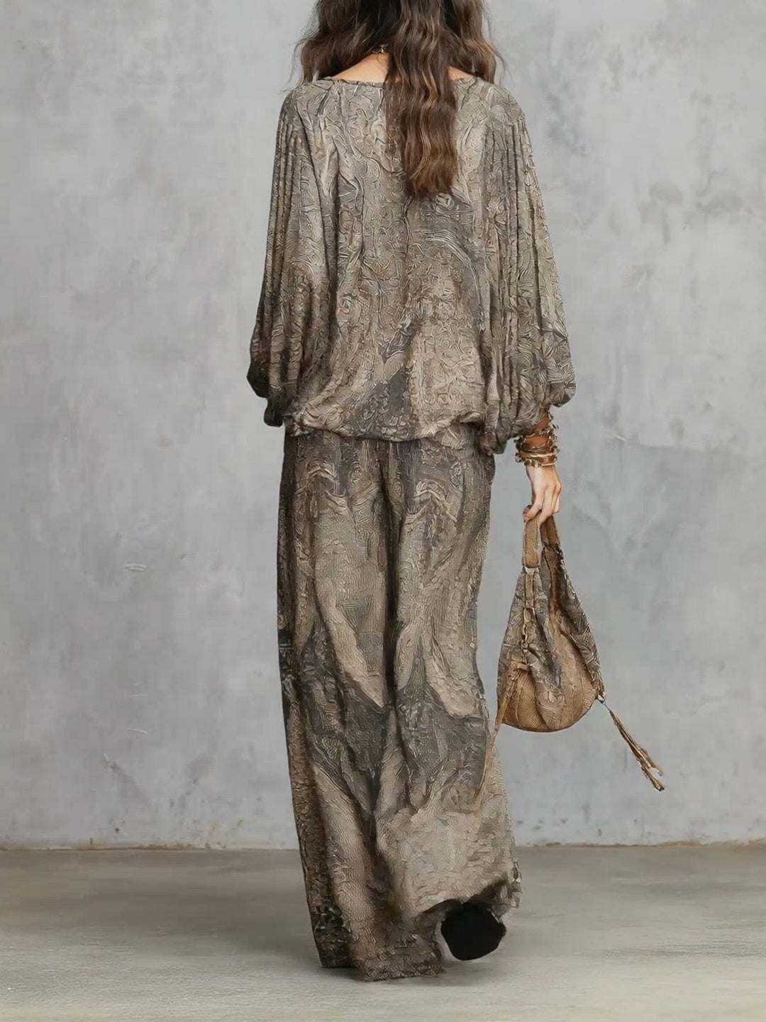 Camila: Lantern Sleeve Top & Wide-Leg Pants Set