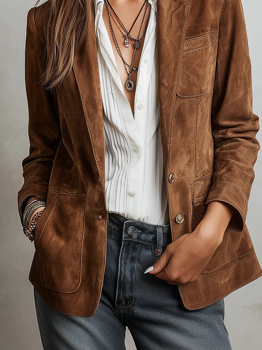 Women's Vintage Brown Blazer