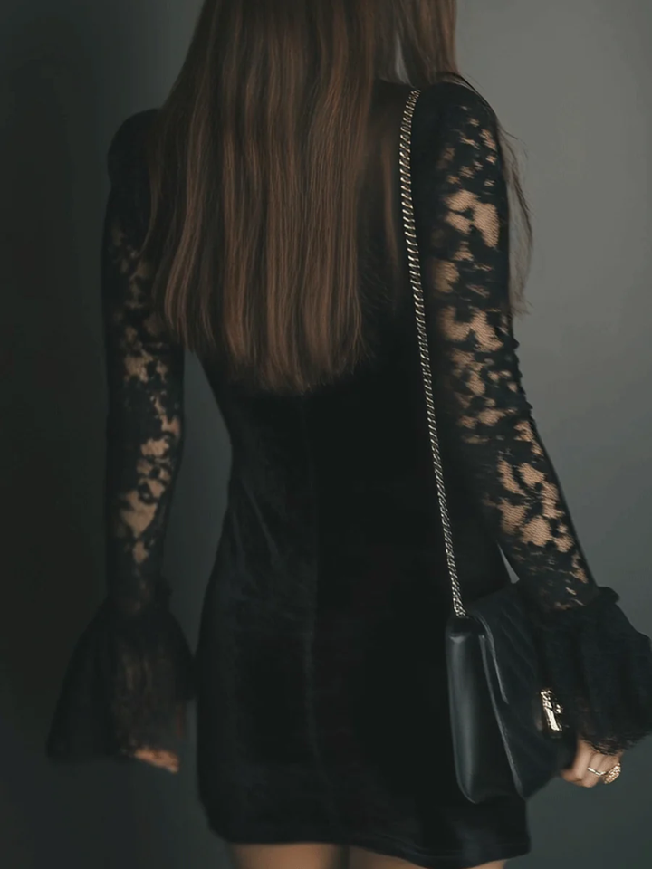 Vivienne | Velvet Lace Mini Dress