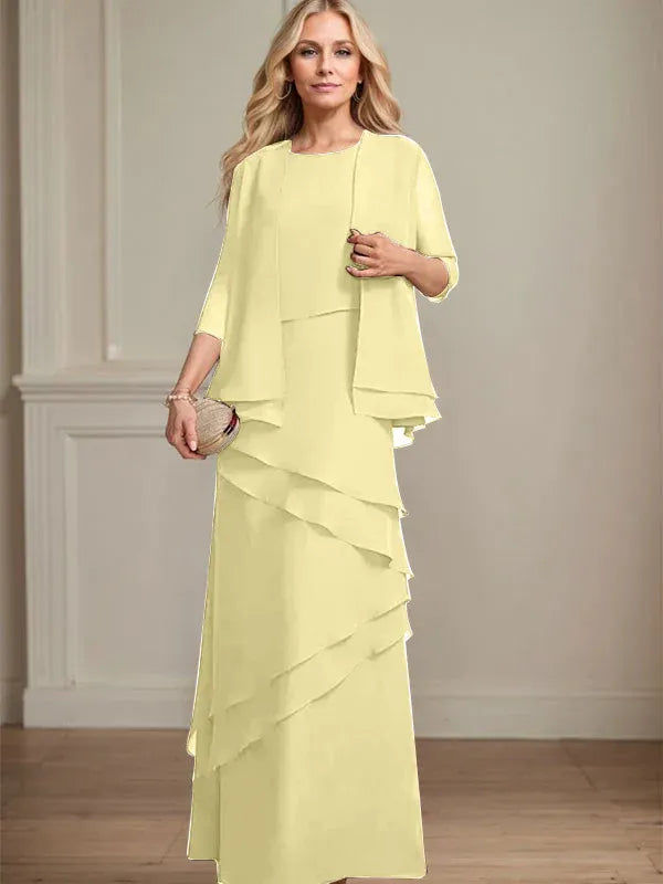 Floor-Length Chiffon Mother of the Bride Dress with Sheath Scoop Design