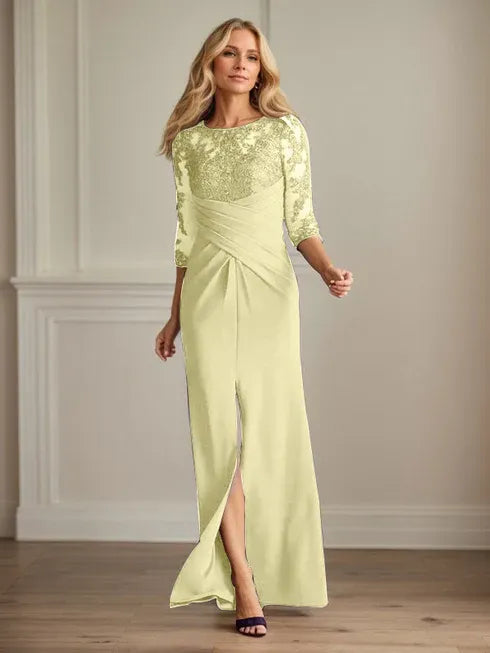Plum Lace & Stretch Crepe Mother of the Bride Sheath Dress