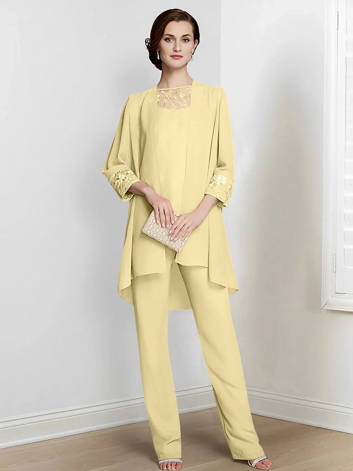 Chiffon Long Sleeve Mother of the Bride Pantsuit with Jacket