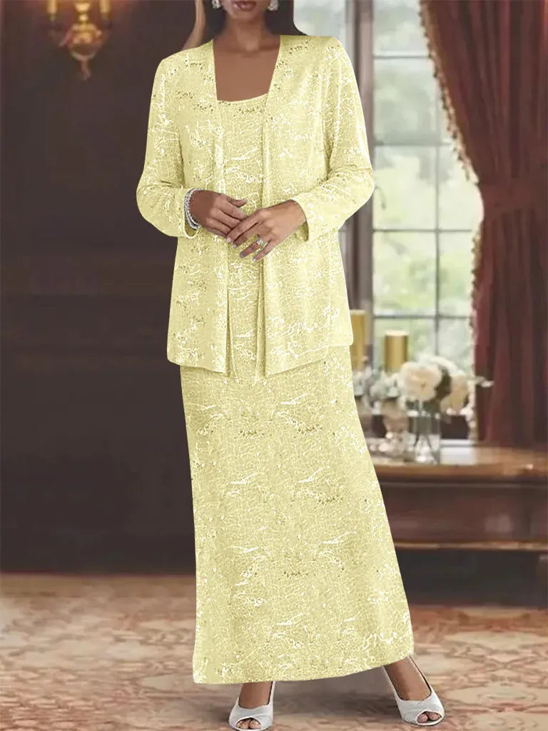 Chiffon Mother of the Bride Dress with Sequins and Matching Jacket