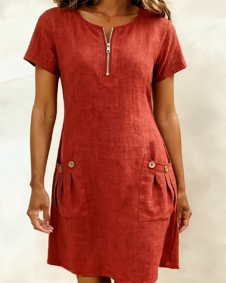 The Lisa | Cotton Dress with Zipper Pocket