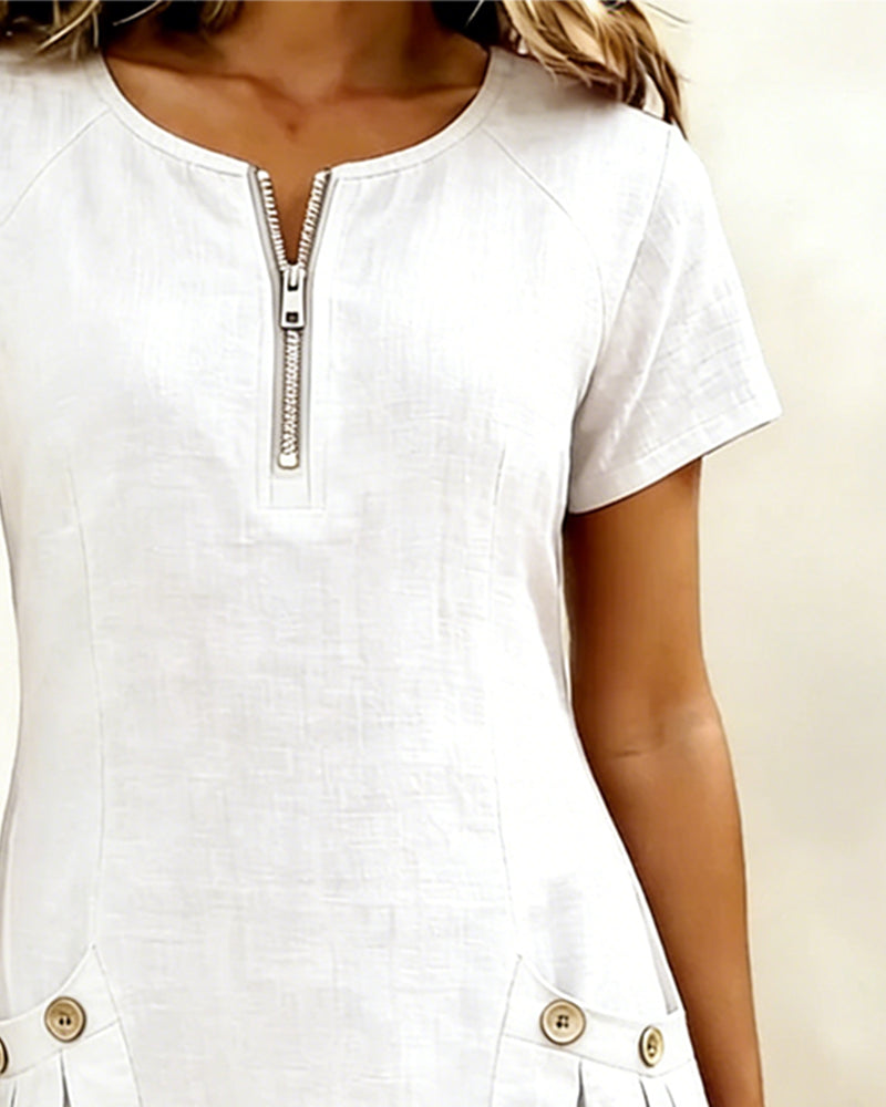 Lisa | Cotton Dress with Zipper Pocket