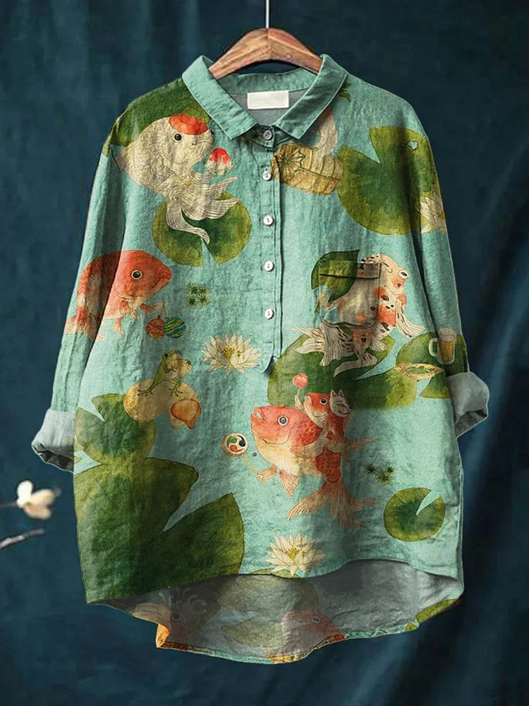 CLAUDIA™ - Fish Art Shirt – Winslow Beverly Hills