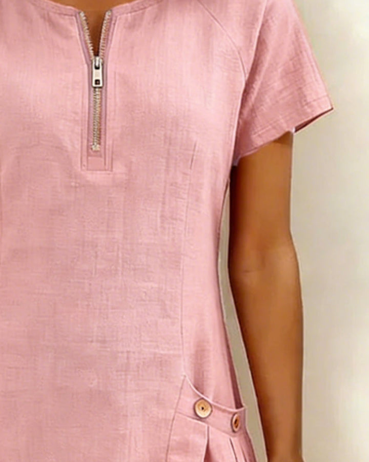 Lisa | Cotton Dress with Zipper Pocket