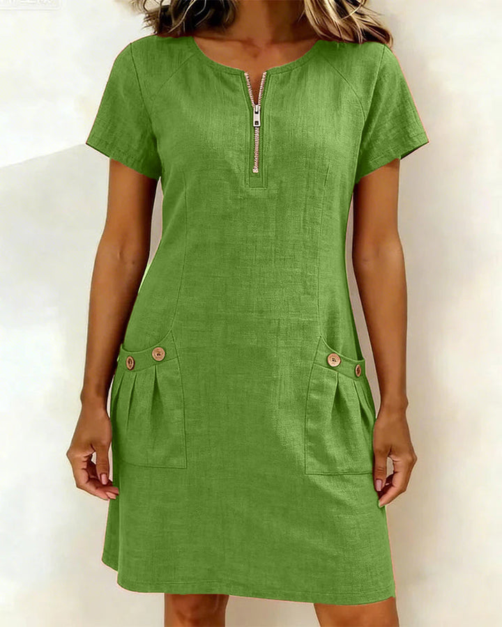 Lisa | Cotton Dress with Zipper Pocket