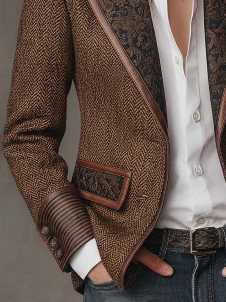 Women's Herringbone Printed Panel Blazer