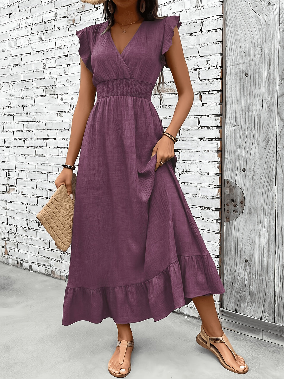 The Delphine Ruffle Wrap Maxi Dress