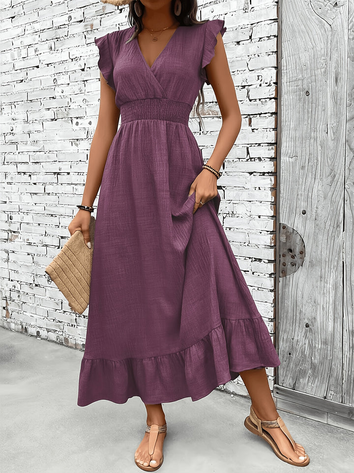 The Delphine Ruffle Wrap Maxi Dress