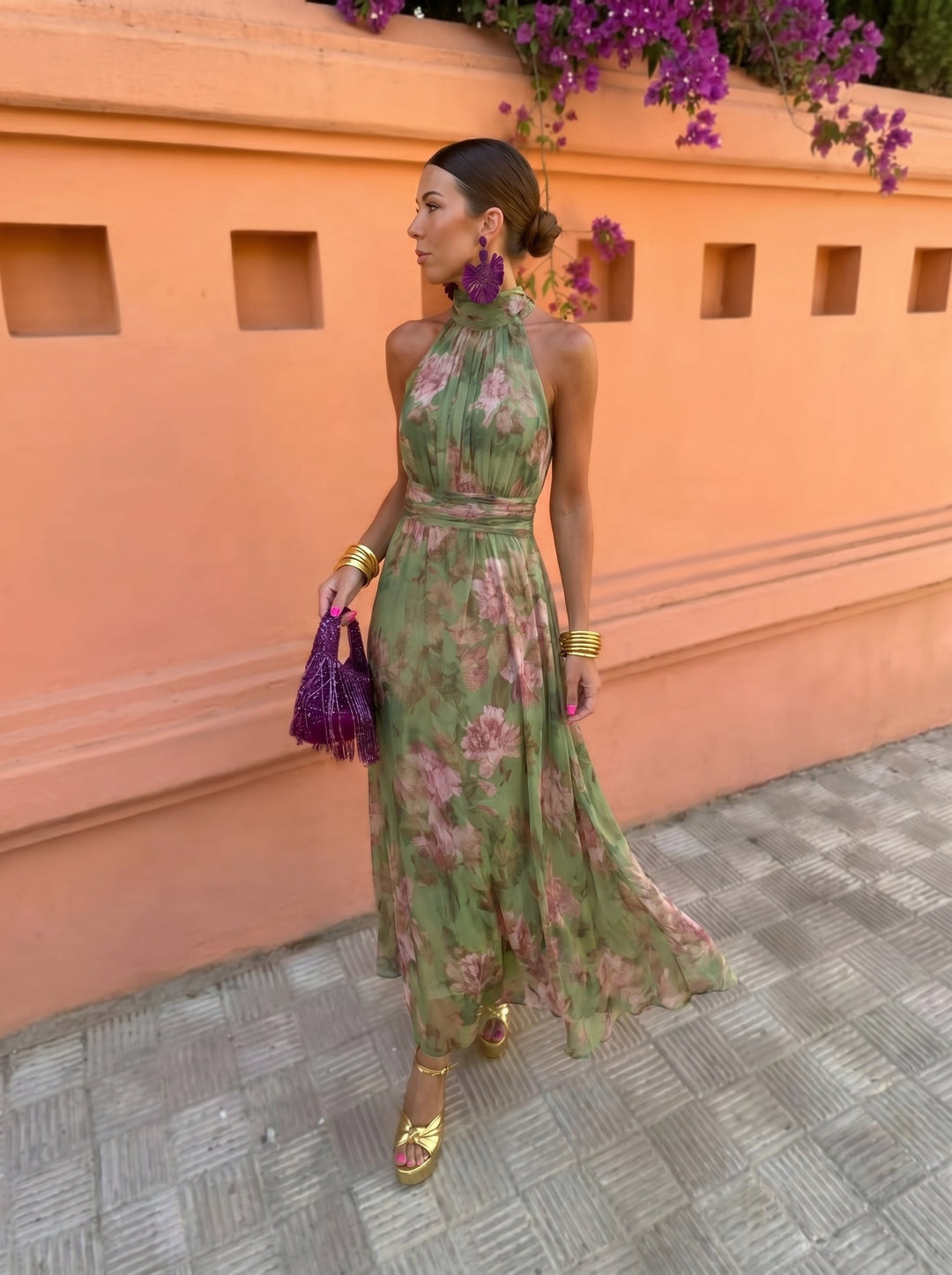 Georgia – Green Floral Maxi Dress