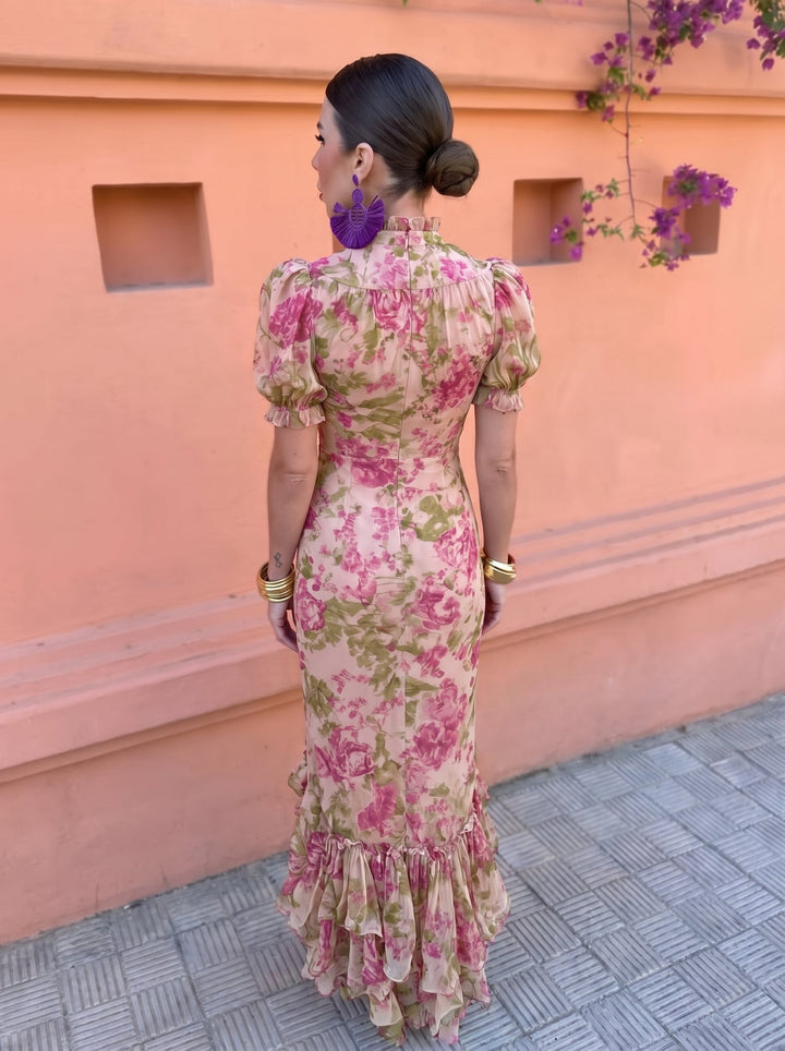Mae | Vintage Rose Print Maxi Dress