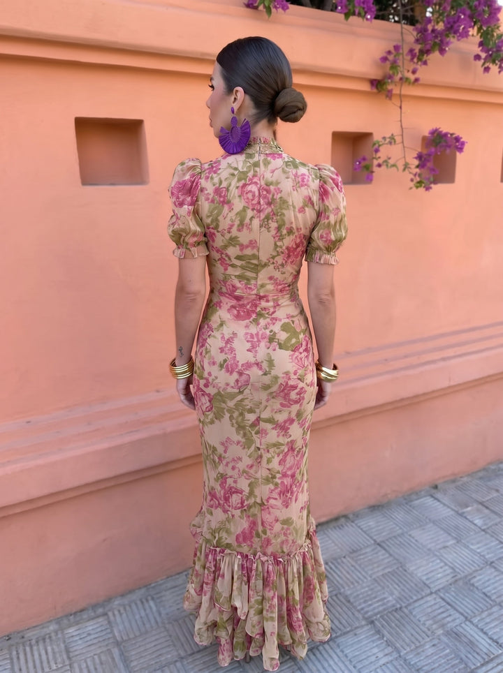Mae | Vintage Rose Print Maxi Dress