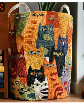 Whiskers | Purrfect Posse Quilted Laundry Hamper