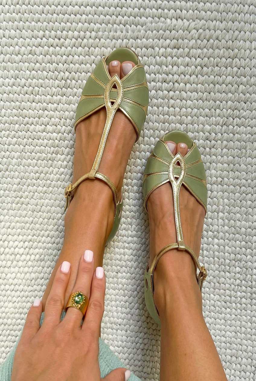 Agatha – Block Cut-Out Peep-Toe T-Strap Heels