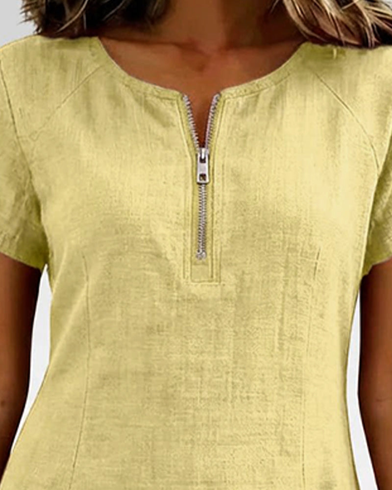 Lisa | Cotton Dress with Zipper Pocket