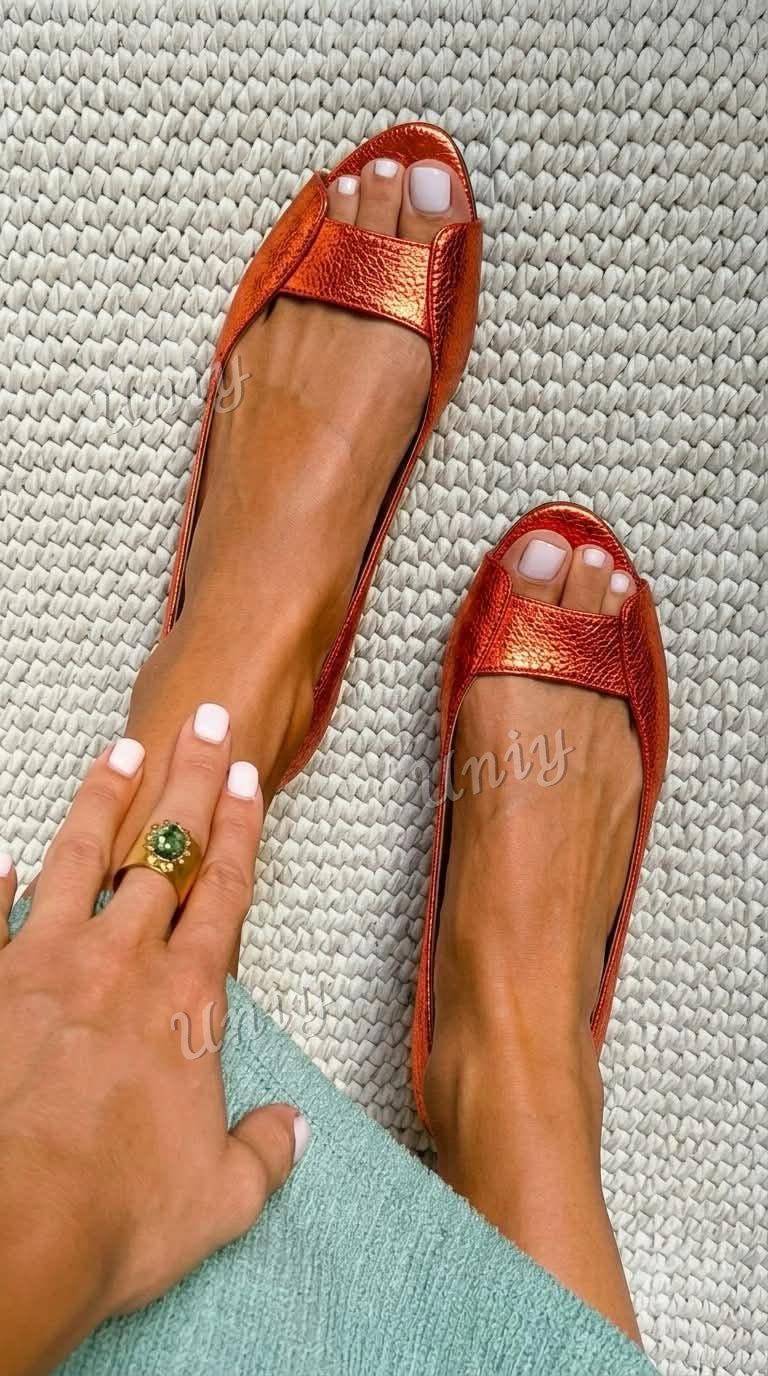 Adelaide | Open-Toe Metallic Chic Flats
