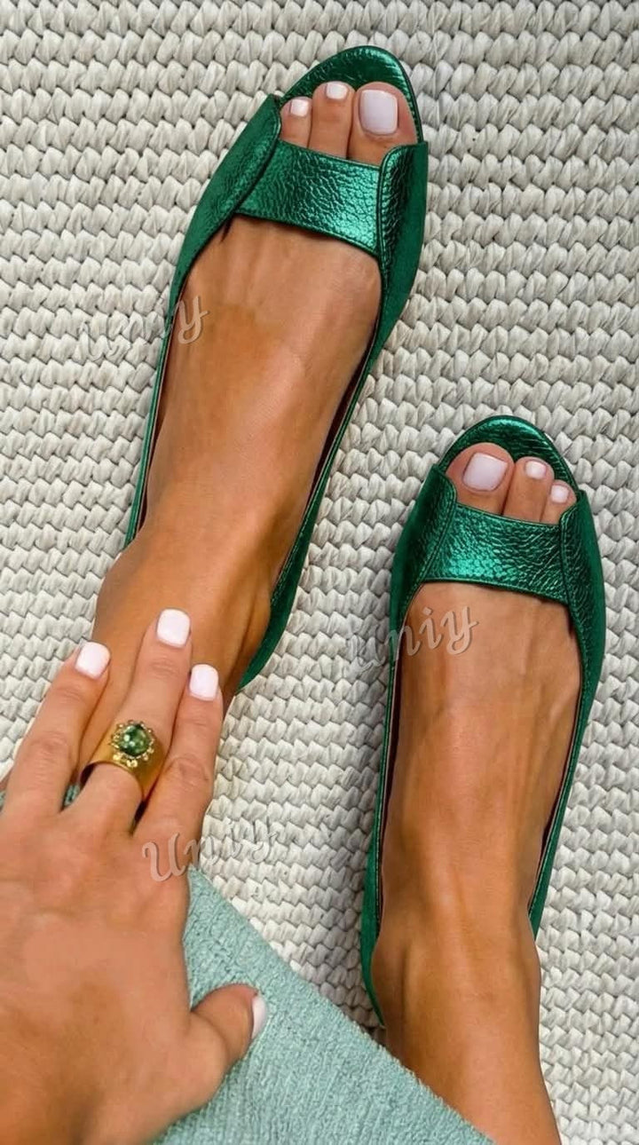 Adelaide | Open-Toe Metallic Chic Flats