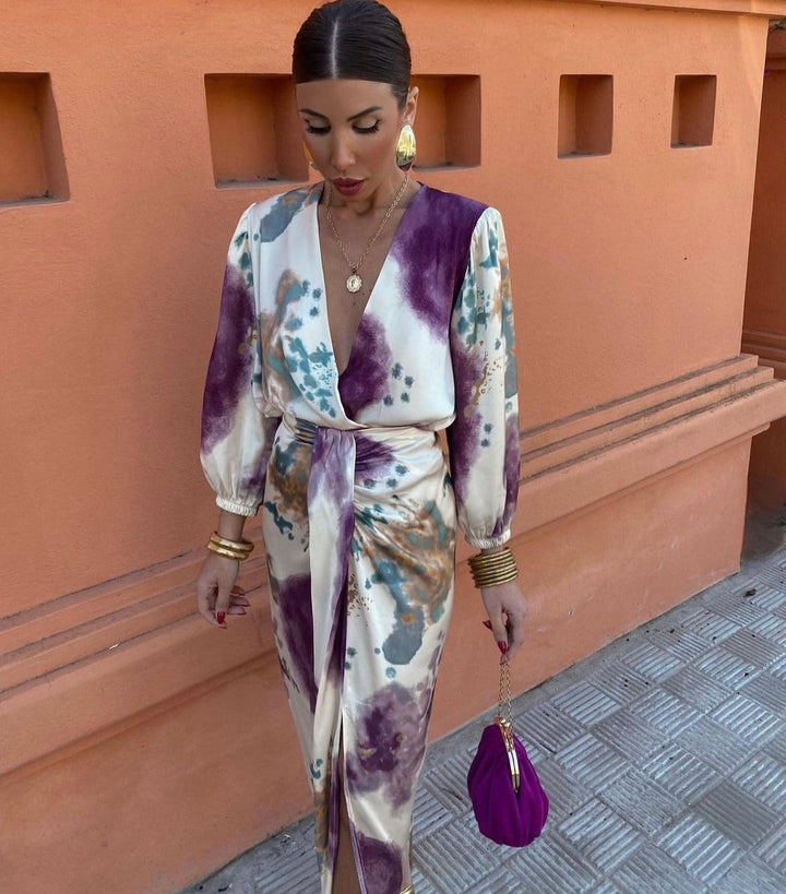 Valerie | Satin V-Neck Dress