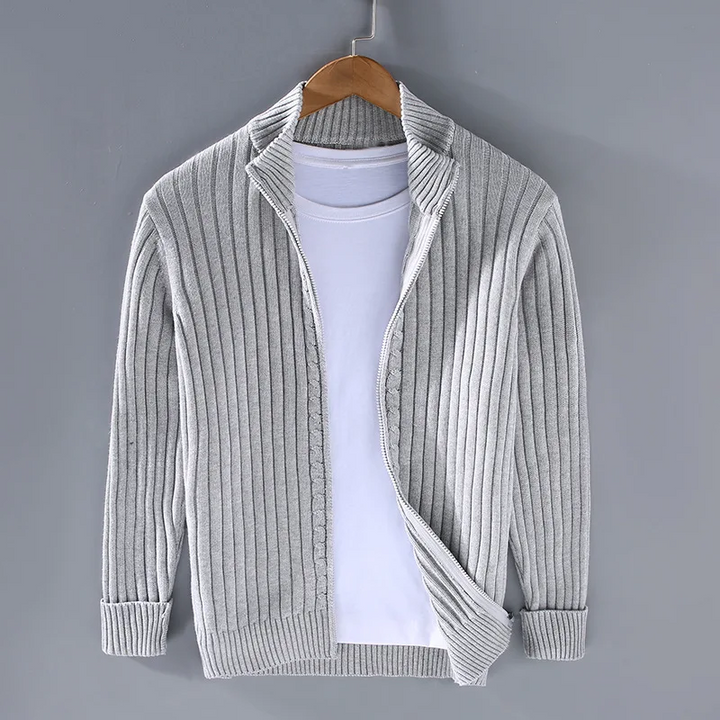 Lucas | Cotton and Shetland Wool Zip Cardigan