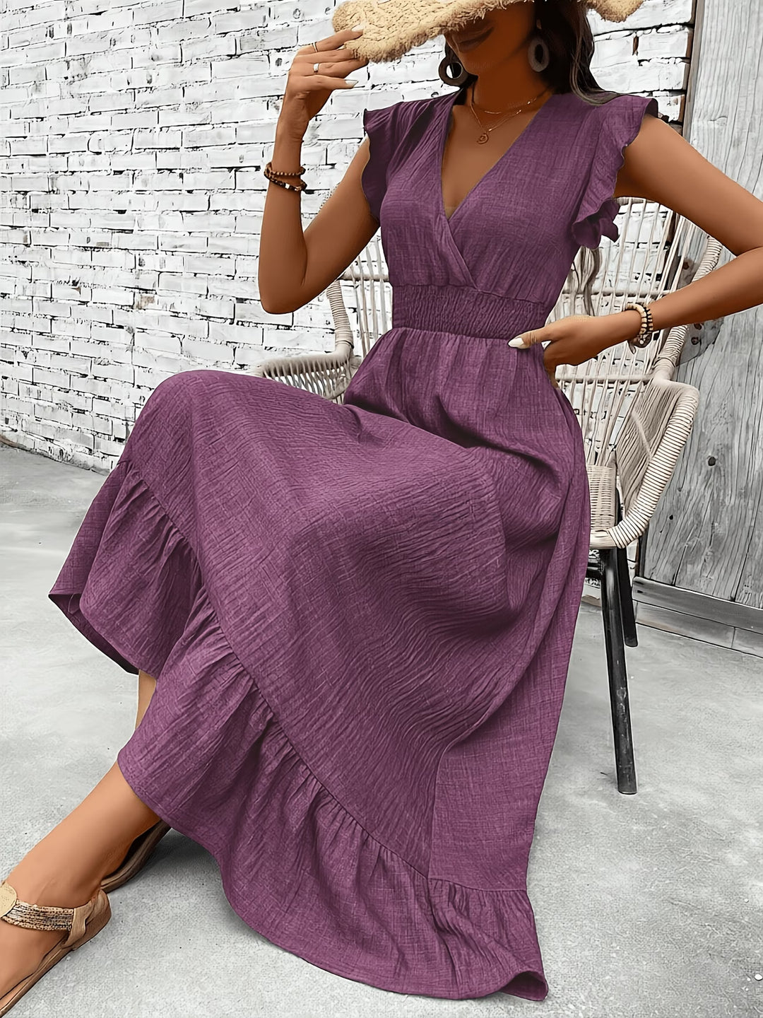 The Delphine Ruffle Wrap Maxi Dress