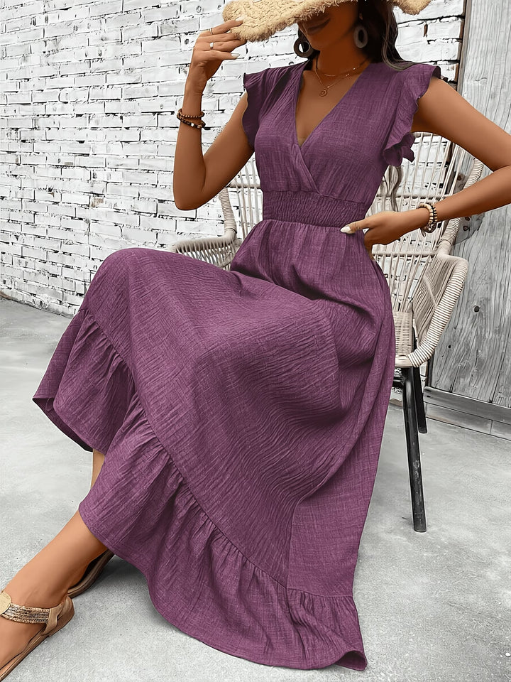 The Delphine Ruffle Wrap Maxi Dress
