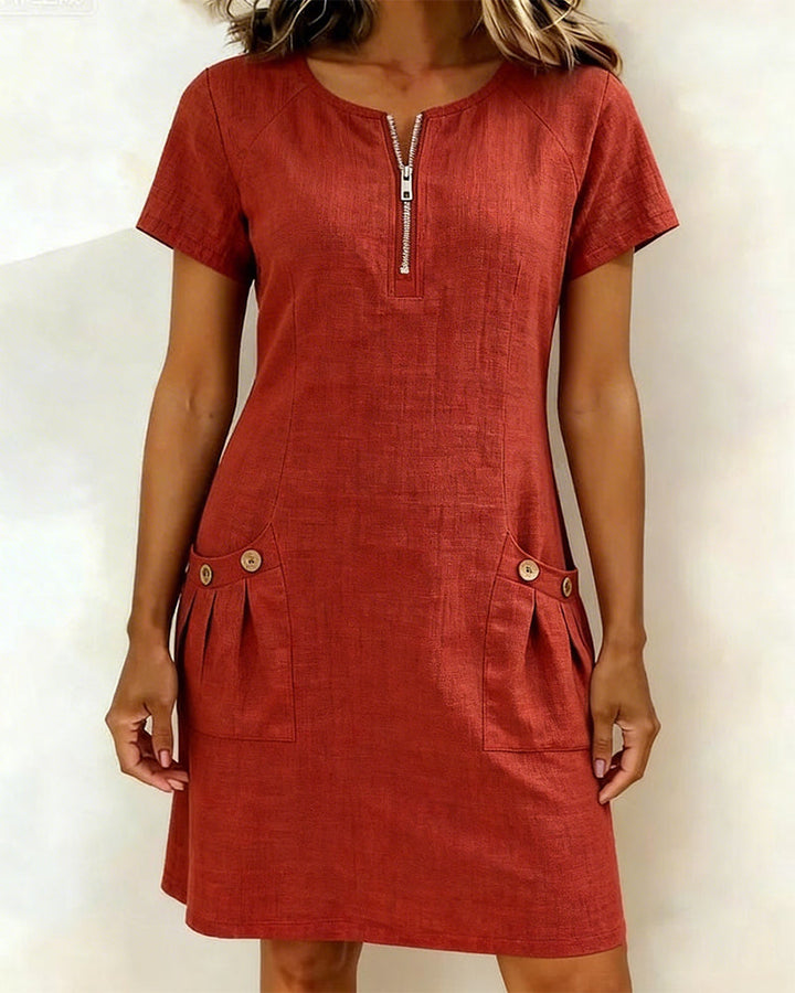Lisa | Cotton Dress with Zipper Pocket