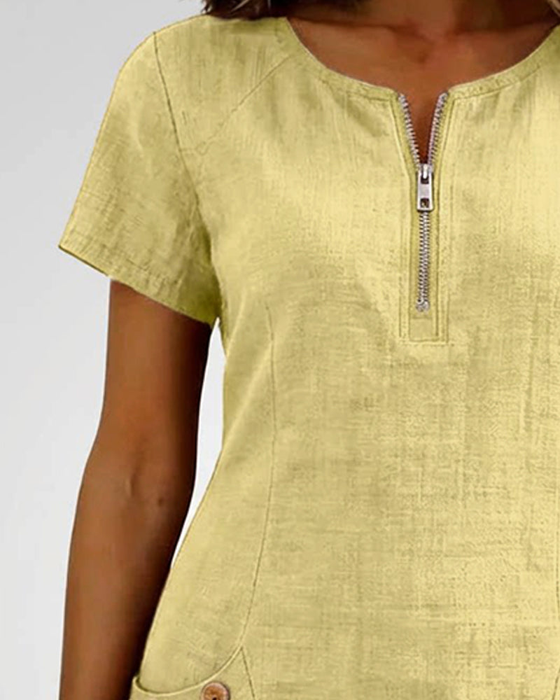 Lisa | Cotton Dress with Zipper Pocket