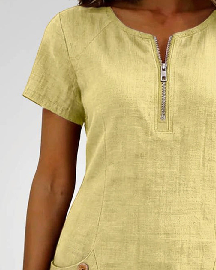 Lisa | Cotton Dress with Zipper Pocket