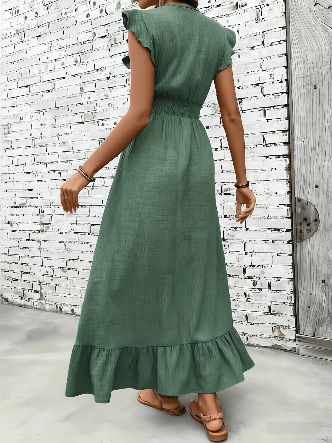 The Delphine Ruffle Wrap Maxi Dress