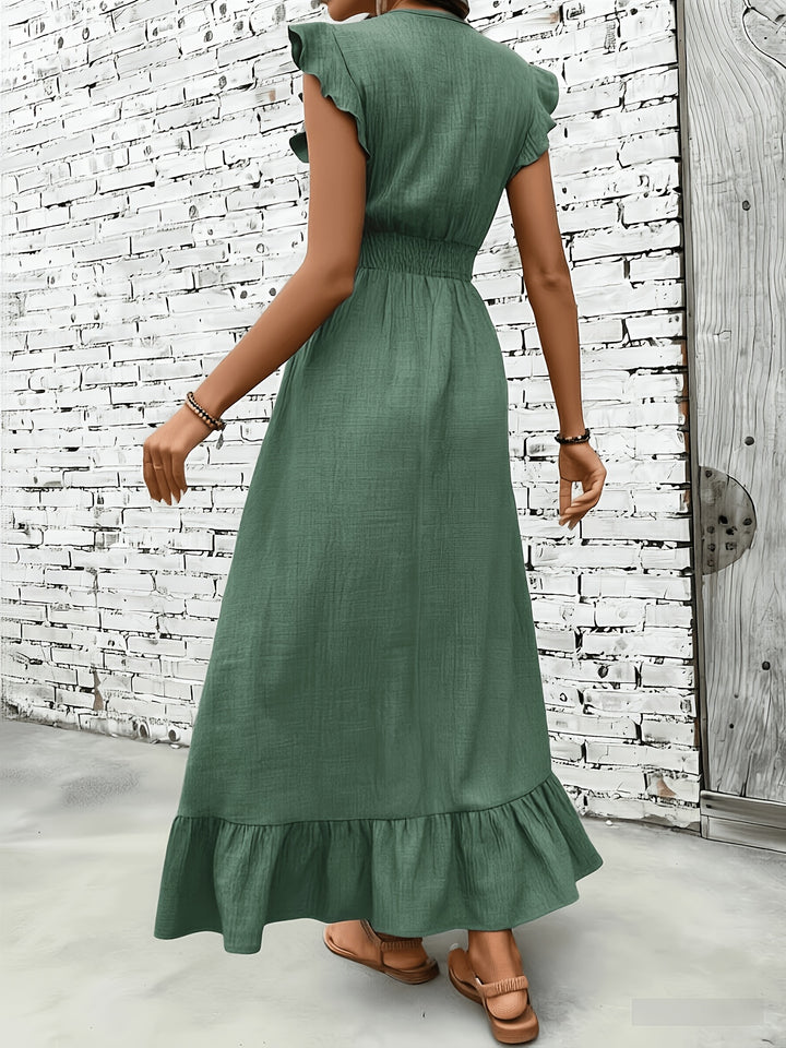 The Delphine Ruffle Wrap Maxi Dress