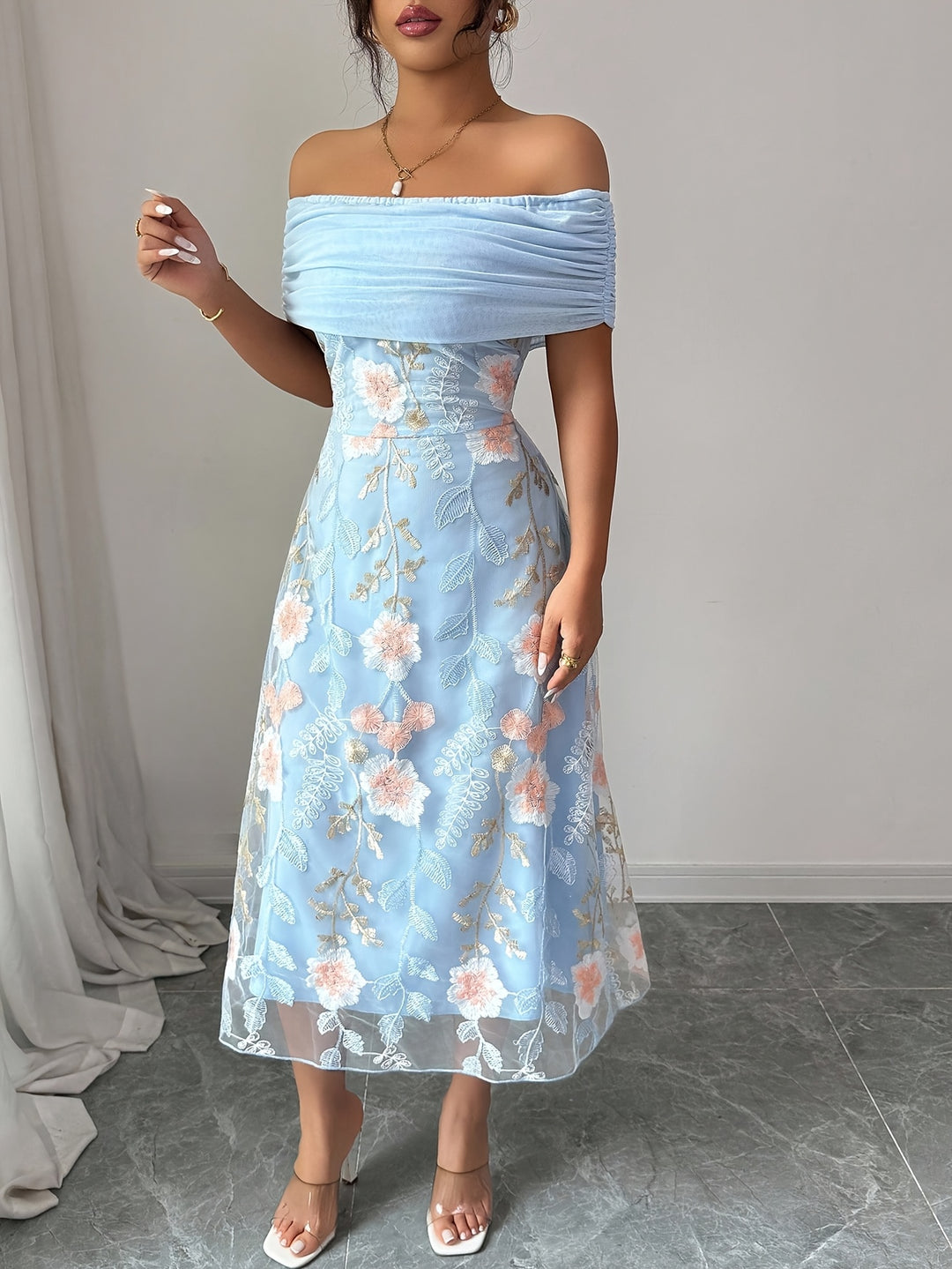 Aurelia Off-Shoulder Floral Midi Dress
