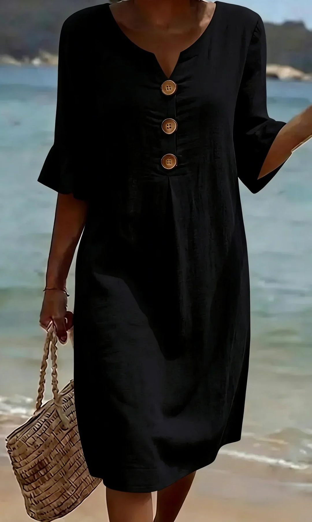 Vanesa™ | Robe Texturée à Manches Bouffantes et Boutons