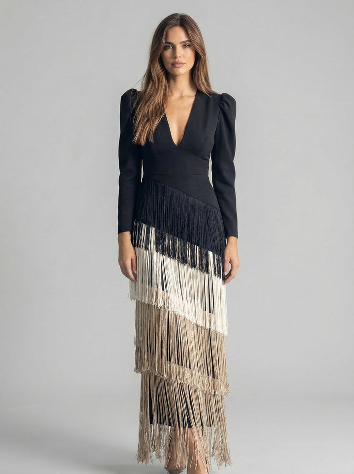 Sage Fringe Dress