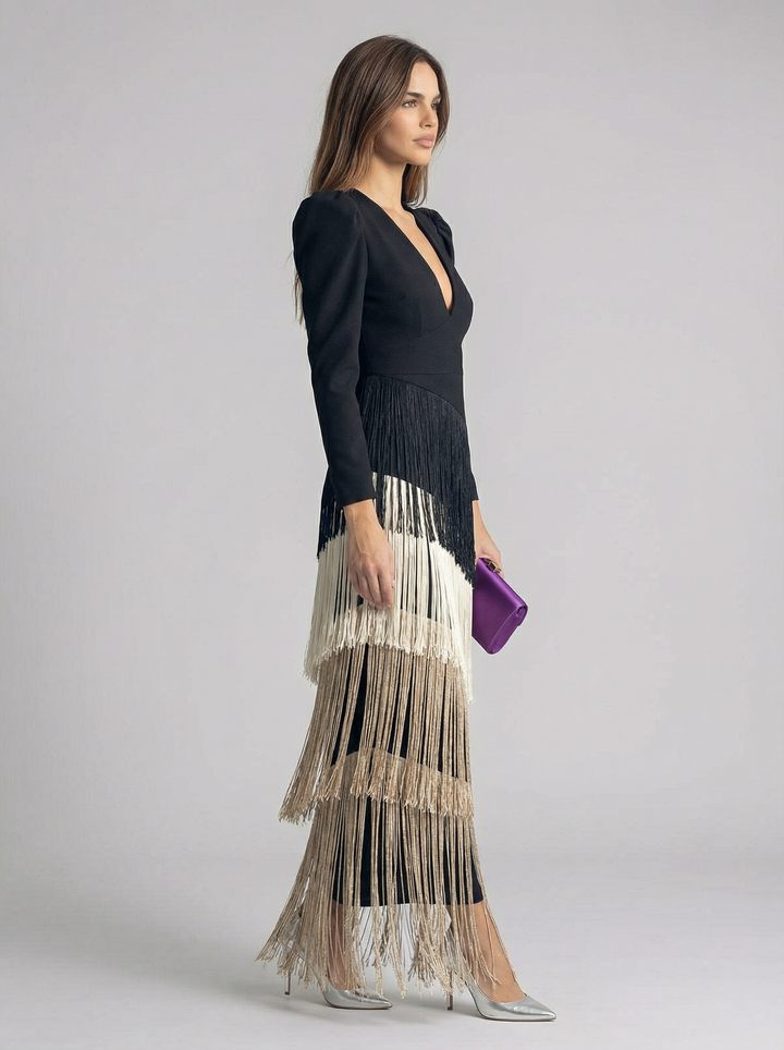 Sage Fringe Dress