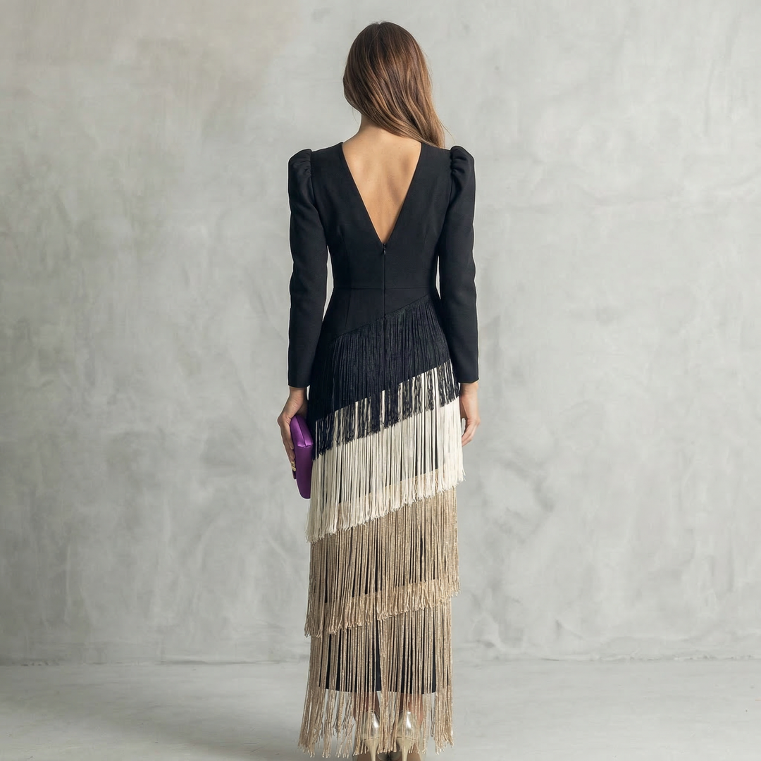 Sage Fringe Dress