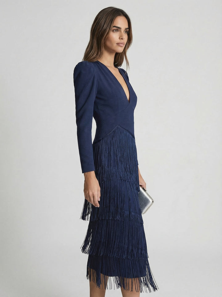 Sage Fringe Dress