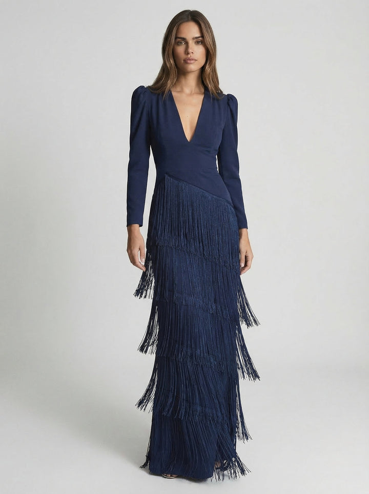 Sage Fringe Dress