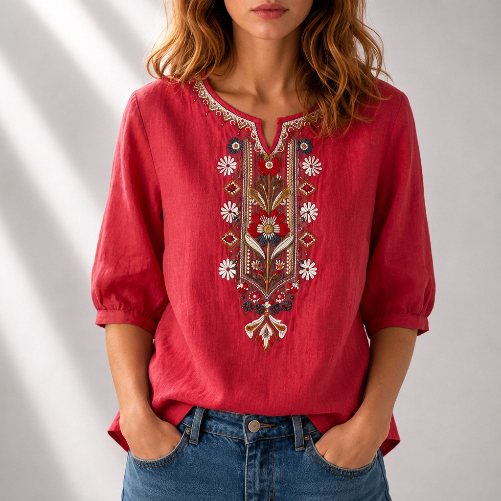 Seraphina oversized fit Floral Embroidered Blouse