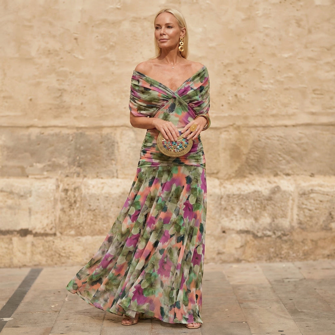 Gloria – Colorful Pleated Maxi Dress