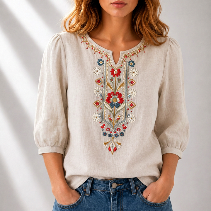 Seraphina oversized fit Floral Embroidered Blouse