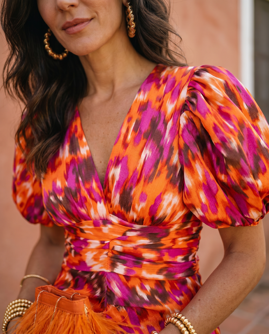 Carla | Puff Sleeve Floral Midi Dress