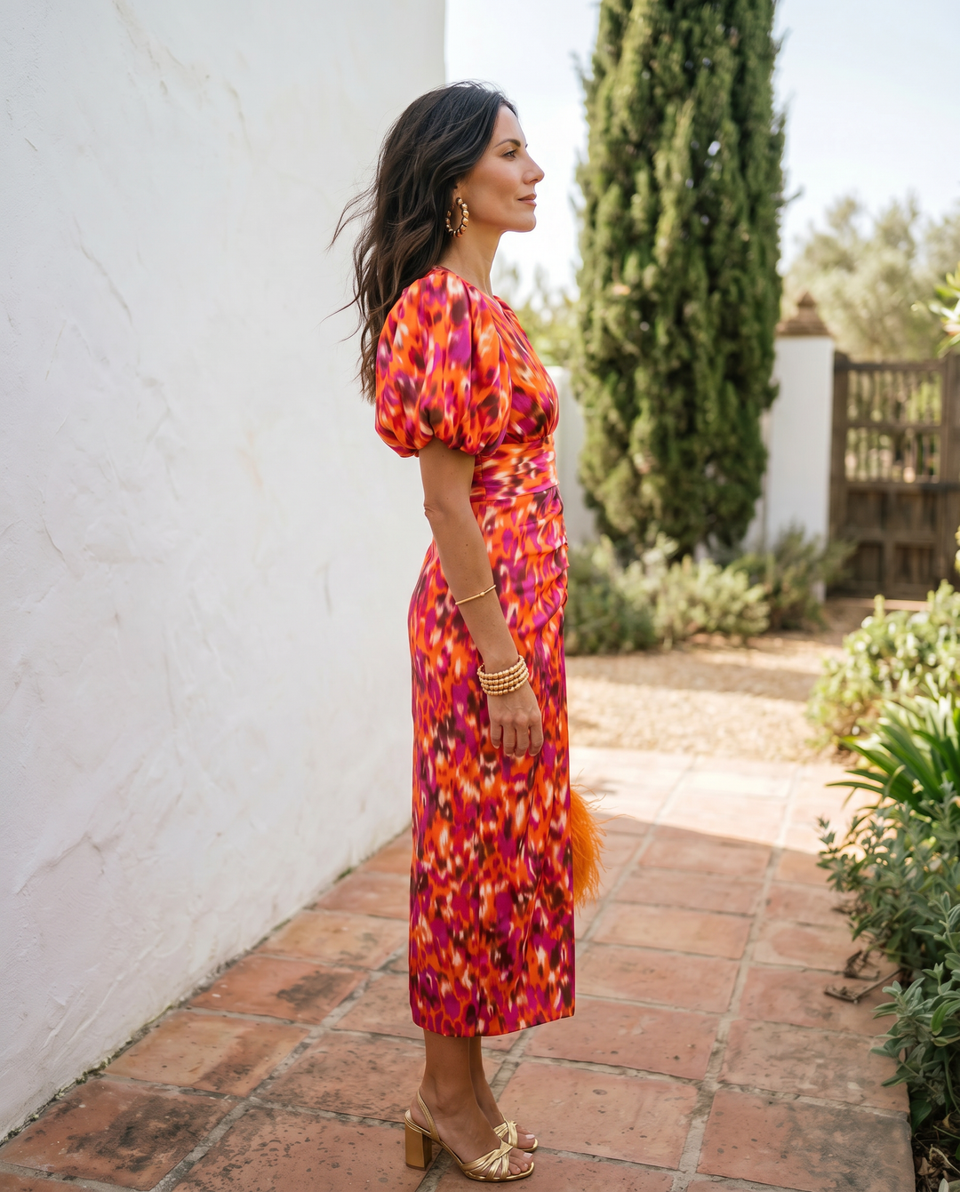 Carla | Puff Sleeve Floral Midi Dress