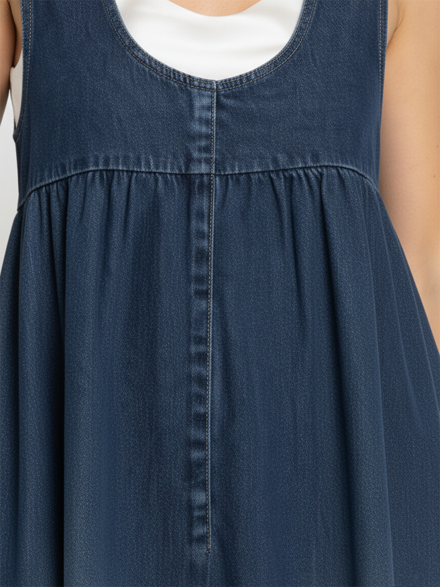 miranda maxi denim dress Alice + Olivia Miranda Tiered Denim Maxi Dress