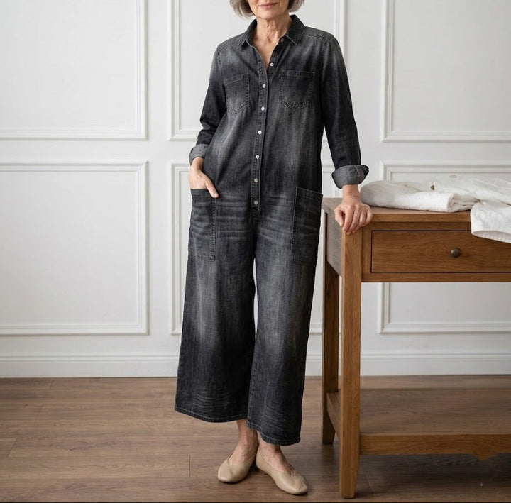 Diana | Vintage Washed Button-Through Denim Dress